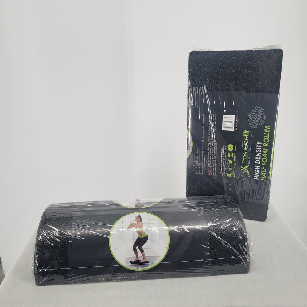 ProsourceFit High Density Half Foam Roller Black‎ 12x3 Inch EPP Therapy Balance